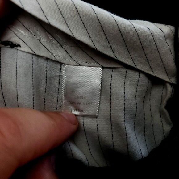 Banana Republic Wool Straight Fit Dress Pants 33/32 Black Flat Front Striped Mid - Picture 4 of 6